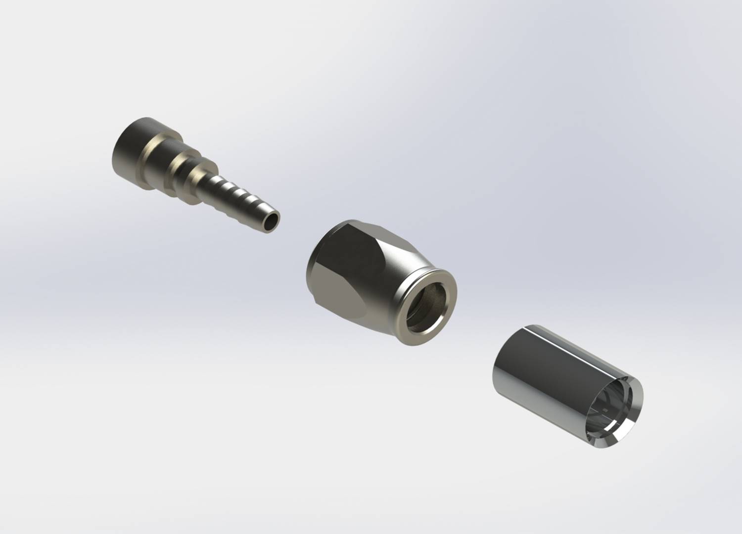 3-Piece Connector Set-Stainless Steel Conical Nut